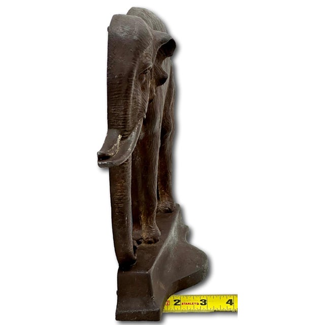 Hard to Find Large Antique American Cast Iron Standing Elephant Doorstop by Bradley & Hubbard - Circa 1920s For Sale - Image 12 of 12