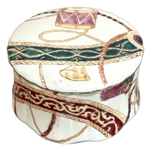 Pink/White Ceramic Rope/Tassel/Drum Jewelry Box