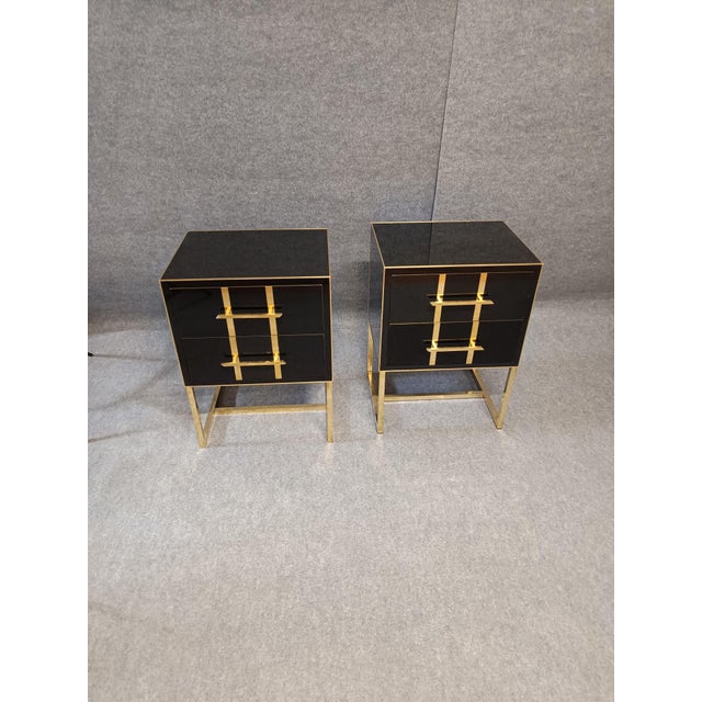 Black Glass Side Tables from Justfurnituress SRL, Set of 2 For Sale - Image 11 of 12