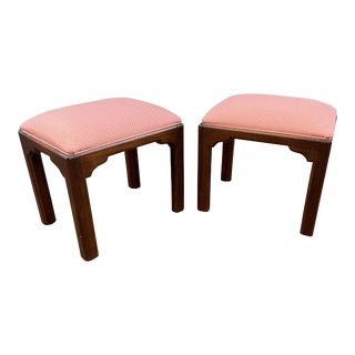 Traditional Ethan Allen Chippendale Ottomans Footstools - a Pair For Sale