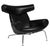 Vintage Ox Chair in Black Leather by Hans J. Wegner, 2010s For Sale - Image 11 of 11
