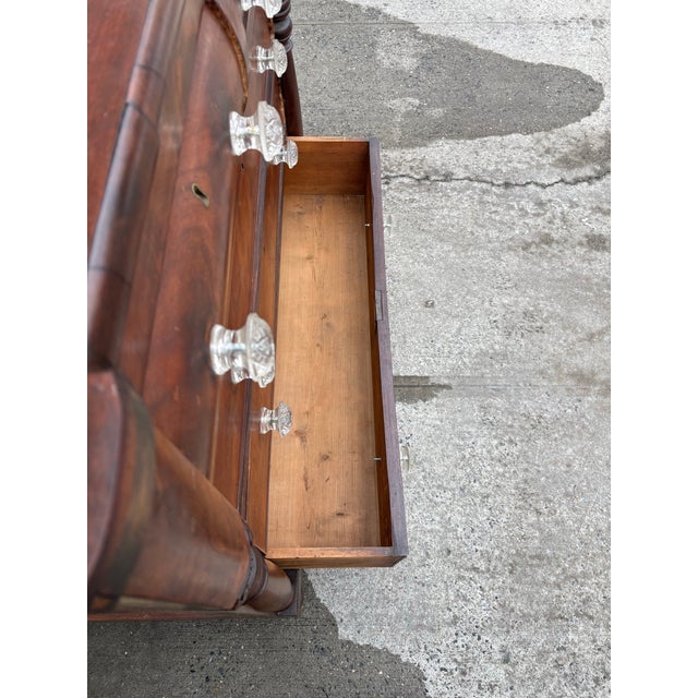 Antique American Empire Chest of Drawers | 5 Drawer Mahogany Veneer Dresser | 19th Century Early American Bedroom Furniture | Solid Wood For Sale - Image 12 of 12