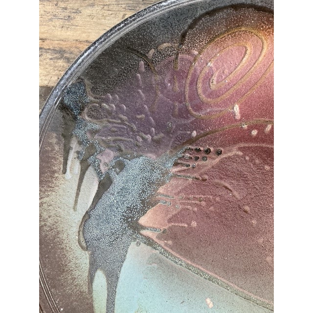 Copper Vintage Original Studio Pottery Charger For Sale - Image 8 of 12