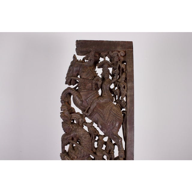 Architectural Consoles with Yalis and Horsemen from Chettinad, 19th Century, Set of 2 For Sale - Image 3 of 9