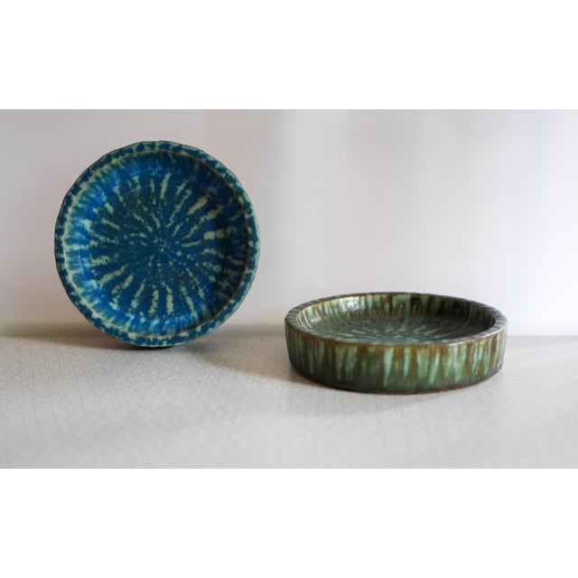 Blue Scandinavian Art Pottery Birka Bowls by Gunnar Nylund for Rörstrand, 1960s, Set of 2 For Sale - Image 8 of 18