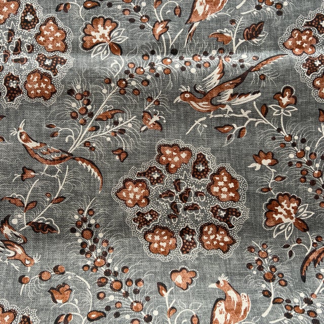 Suzanne Tucker Amara Dove Grey and Copper Linen Fabric - 7 Yards For Sale - Image 4 of 6