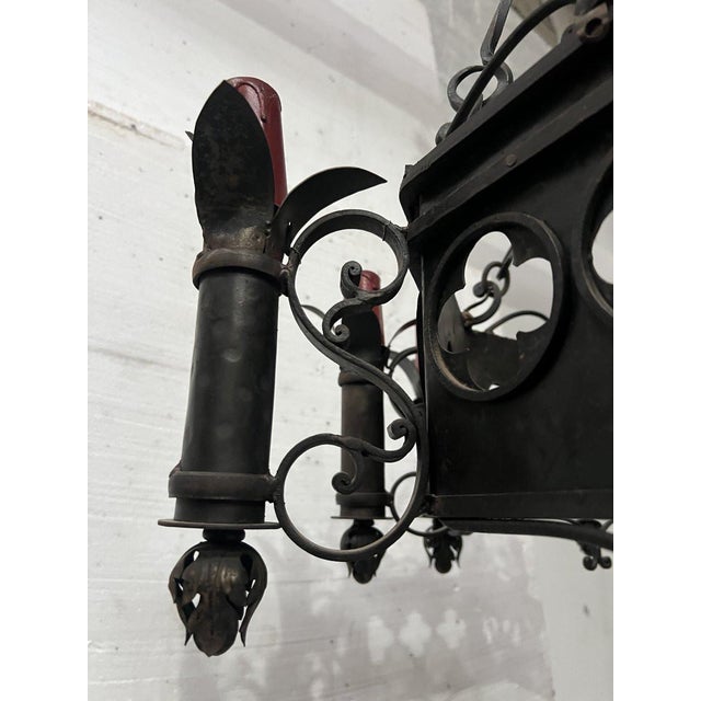 Renaissance Style Hammered Wrought Iron Chandelier, 20th Century For Sale - Image 10 of 14