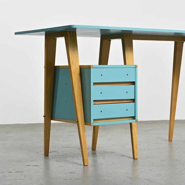 André Sornay Desk and Chair by André Sornay for Sornay Meubles, Lyon, 1955, Set of 2 For Sale - Image 4 of 18