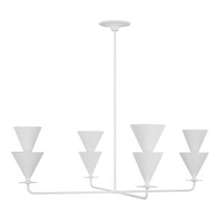 Christiane Lemieux by Visual Comfort Studio Cornet 4-Light Extra Large Chandelier in Plaster Matte White For Sale