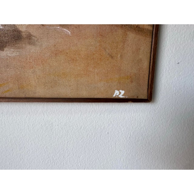 1970s Mid-Century Modern Expressionist Abstract Oil on Canvas Painting, Signed “Pz”/ Sold For Sale - Image 10 of 11