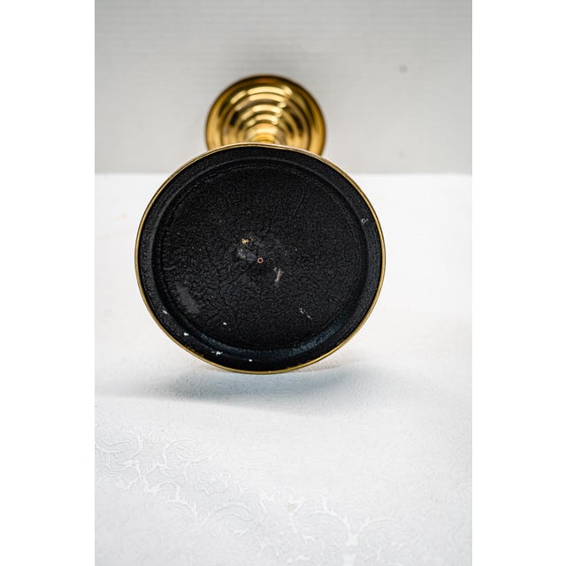 Metal Pair of Mid 20th Century Modern Brass Candle Sticks For Sale - Image 7 of 7