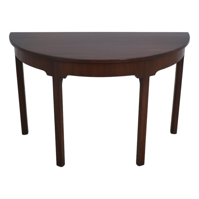Kittinger Colonial Williamsburg Mahogany Demilune Console Table For Sale
