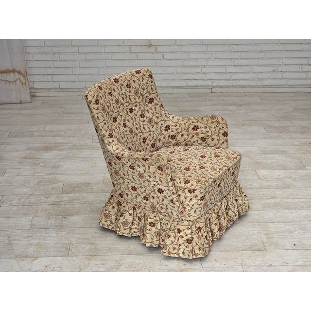 Danish Armchair in Jacquard Fabric and Ash Legs, 1970s For Sale - Image 17 of 18