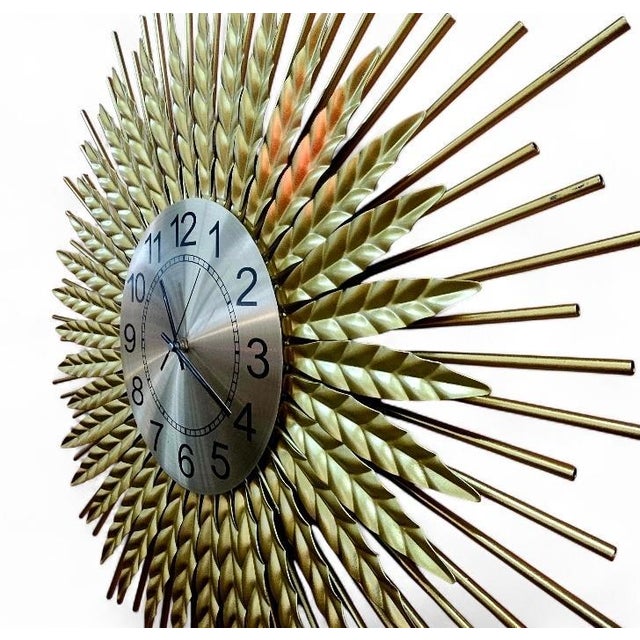 Mid Century Sunburst Clock For Sale - Image 10 of 13