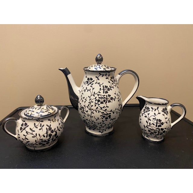 Vintage Richard Ginori demitasse set - coffee pot with lid, creamer, sugar pot with lid and 5 cups and saucers. Markings...