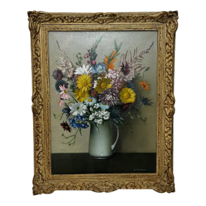 “Mary’s Garden” Scottish Wildflower Still Life Oil Painting by Dan Ferguson Roi (1910–1992)