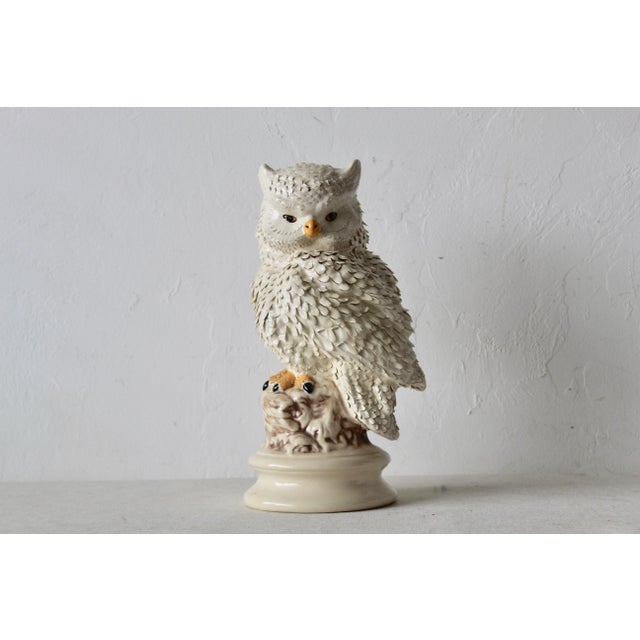 Vintage Mid-Century Modern Textured Glazed Ceramic Owl Sculpture For Sale - Image 11 of 11