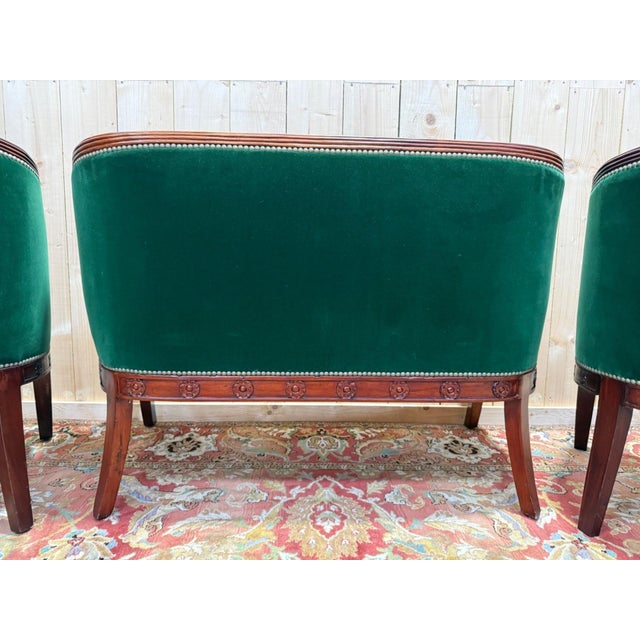 Empire Mahogany Sofa and Armchairs with Gilded Swan Heads, 1950s, Set of 3 For Sale - Image 6 of 9