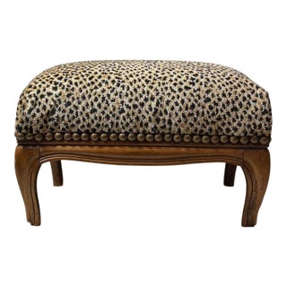19th Century French Fruitwood Bench Upholstered in Scalamandré Cheetah Silk Velvet For Sale