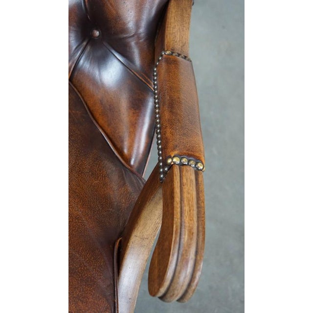 Wood English Chesterfield Leather Chair For Sale - Image 7 of 12