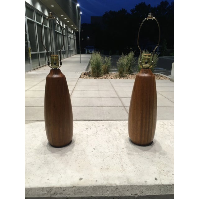 Mid 20th Century Danish Teak Table Lamps Gordon Martz for Marshall Studios - a Pair For Sale - Image 5 of 13