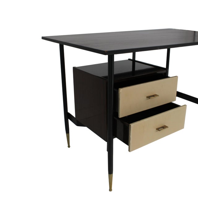 Mid-Century Rosewood Desk with White Lacquered Drawers, Italy, 1950s For Sale - Image 6 of 9