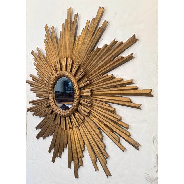 Large French Gilt Starburst or Sunburst Mirror (Diameter 45 1/2) For Sale - Image 4 of 9