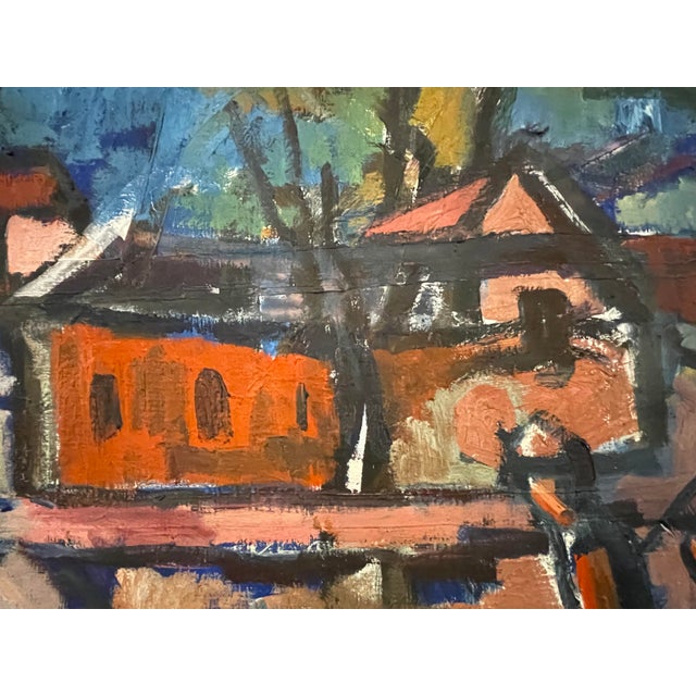 Heinz Tetzner, In the Village, 1956, Oil on Canvas, Framed For Sale - Image 4 of 10