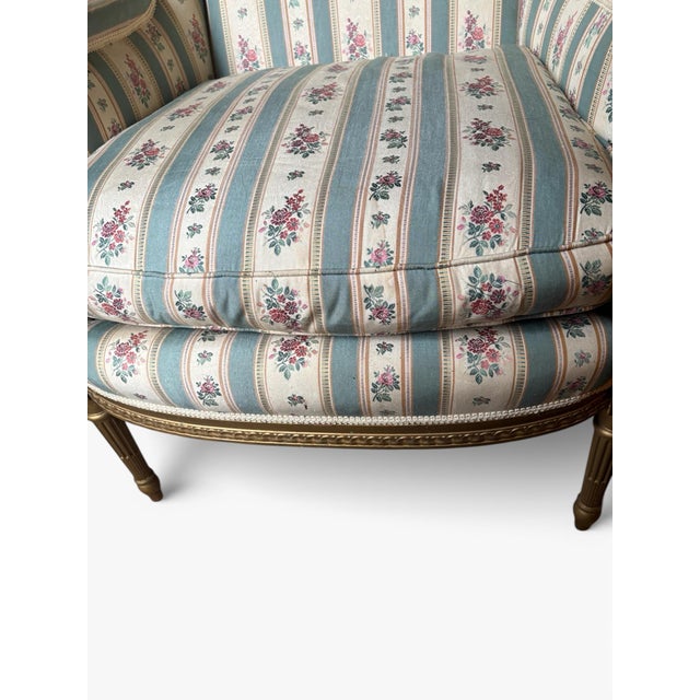 French Louis XVI Late 19th C French Gilt Wood Bergere For Sale - Image 3 of 5
