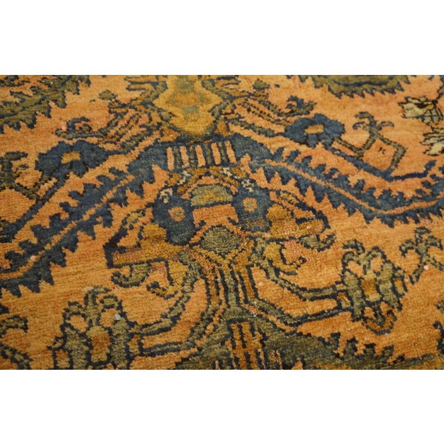 Textile 1920s Orange Salmon Tree of Life Antique Persian Lilihan Rug 3'5"x 4'2" Handknotted Wool Carpet For Sale - Image 7 of 11