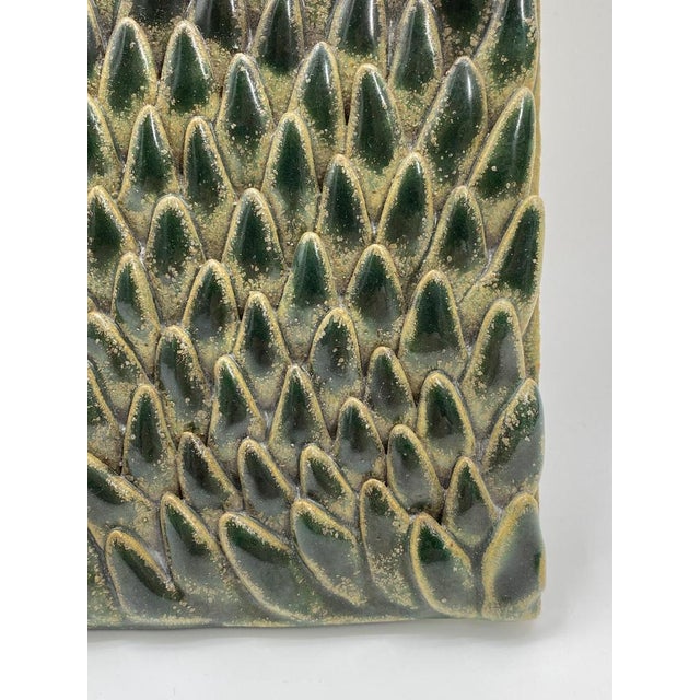 Green Glazed Ceramic Mural with Scaly Leaf Structure, Germany, 1960s For Sale - Image 8 of 17