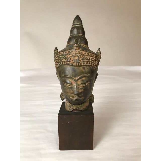 Traditional Bronze Head of the Buddha, 17th Century, Thailand For Sale - Image 3 of 12