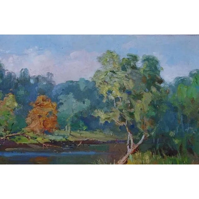 Realism Vintage Impressionism River Oil Painting, Ukrainian Art, 1970s 79-119 For Sale - Image 3 of 6