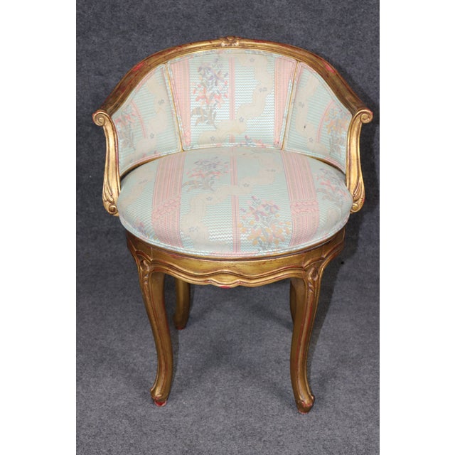French French Louis XV Style Giltwood Swivel Vanity Bench by Auffray For Sale - Image 3 of 12