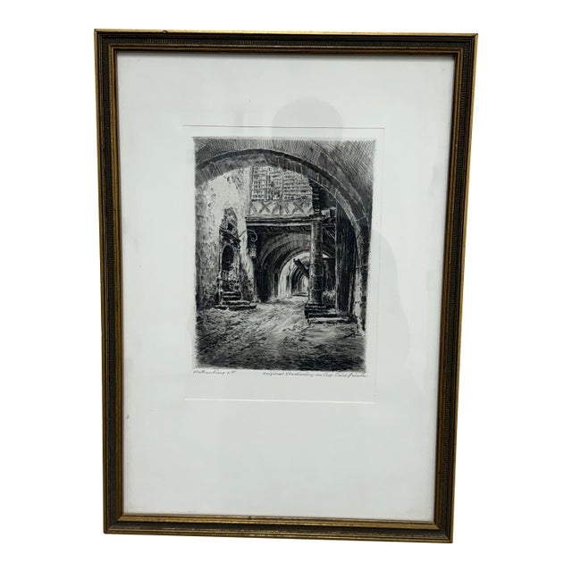 Circa 1920 Paul Geissler "Rothenberg" Etching, Signed For Sale