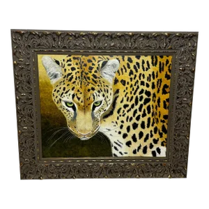 British Oil Painting Leopard Green Eyes Wilderness Masai Mara Kenya Follower Pip McGarry
