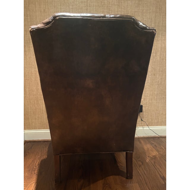 Wingback armchair chesterfield style traditional English style with distressed brown leather