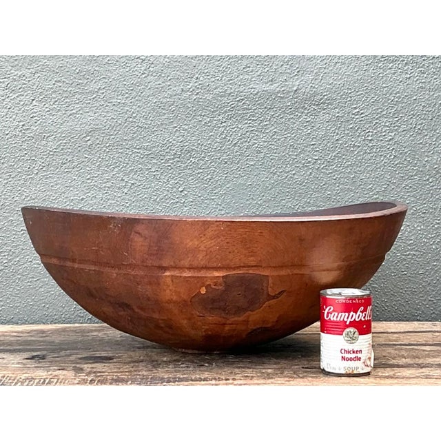 Mid-Century Modern Vintage Monumental Carved Wood Salad Bowl For Sale - Image 3 of 12