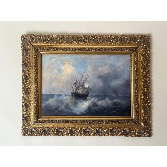 After Thomas Luny, English Marine Scene, 1880s, Painting on Canvas, Framed For Sale - Image 6 of 14