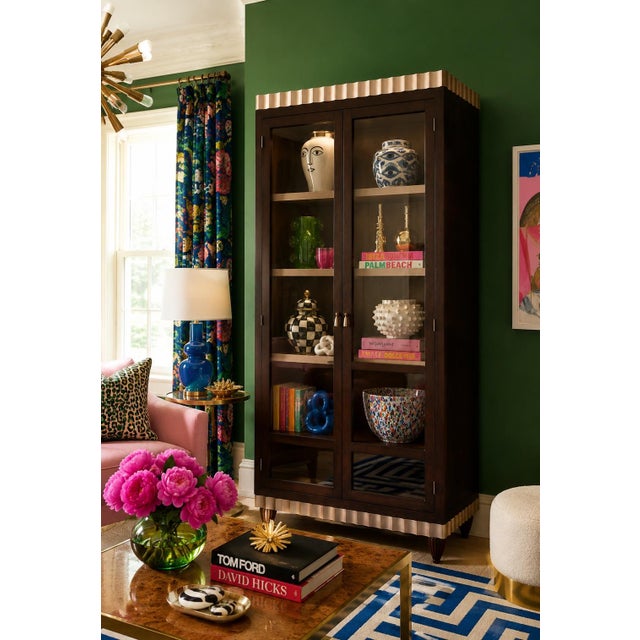 Late 20th Century Designer Contemporary Lighted Curio Display Cabinet Cherry Wood Glass 82”h For Sale In Chicago - Image 6 of 7