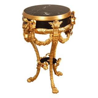 Fine Quality Bronze And Marble Louis XVI Style Gueridon Table For Sale