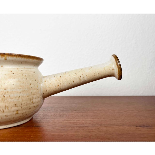 Mid-Century Danish Studio Pottery Bowl with Handle from Tversted Vendelbo Stentoj, 1960s For Sale - Image 11 of 18