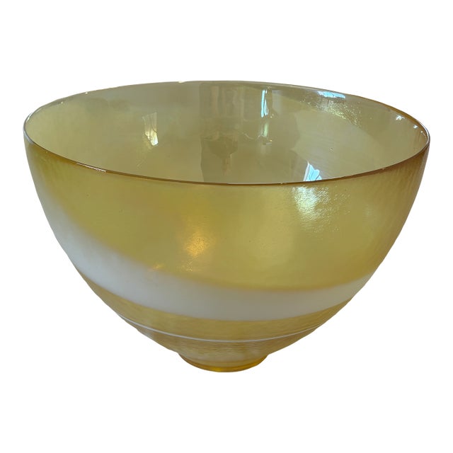 Large Yellow Yalos Murano Decorative Bowl For Sale