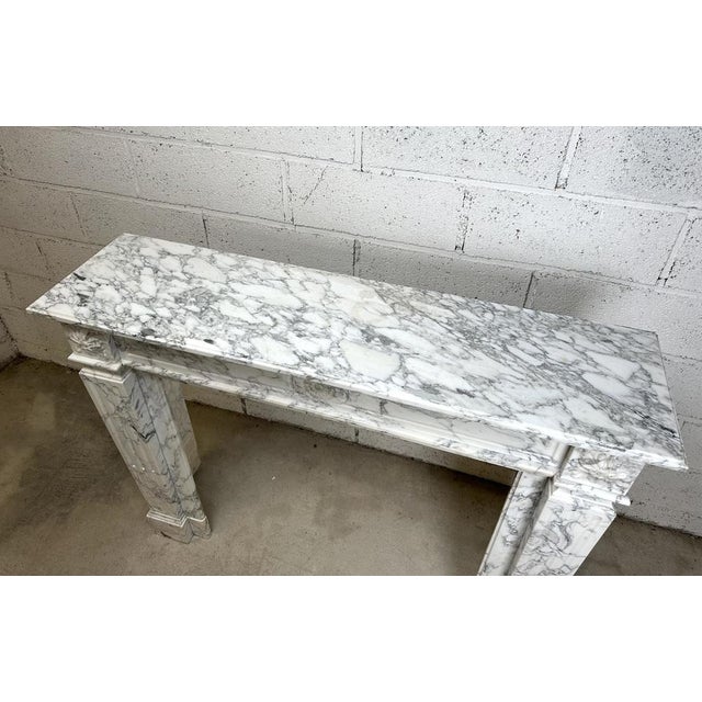 White Louis XVI White Marble Chimney, 1890s For Sale - Image 8 of 17