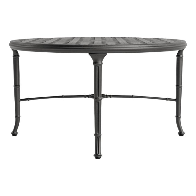 Brown Jordan Calcutta 36" Round Cast Top Chat Table, Textured Pewter frame For Sale