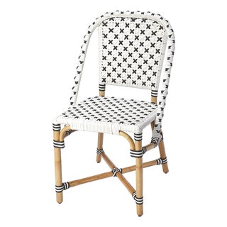 Tenor 18.5 in. Seat Height Rattan Side Dining Chair with Back, Black For Sale