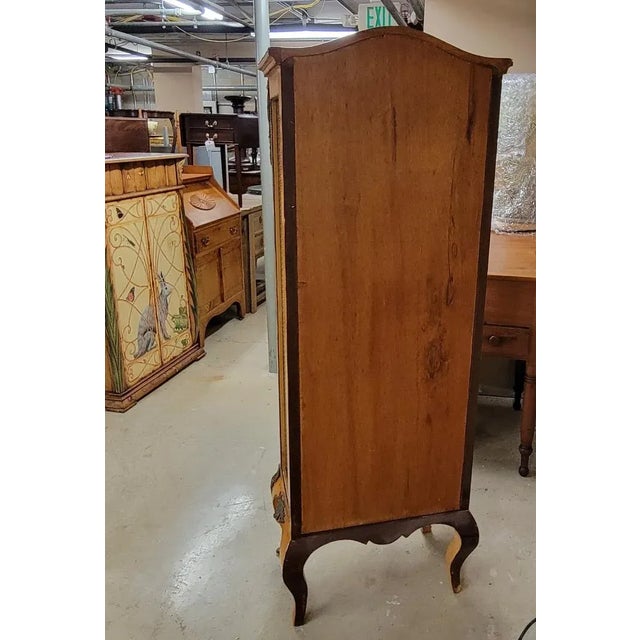 20th C Italian Birdseye Maple Wood Glass Vitrine Display Cabinet For Sale - Image 11 of 11