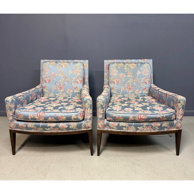 A striking pair of lounge chairs attributed to Harvey Probber, American, circa 1950s–1960s. Each chair features Probber's...