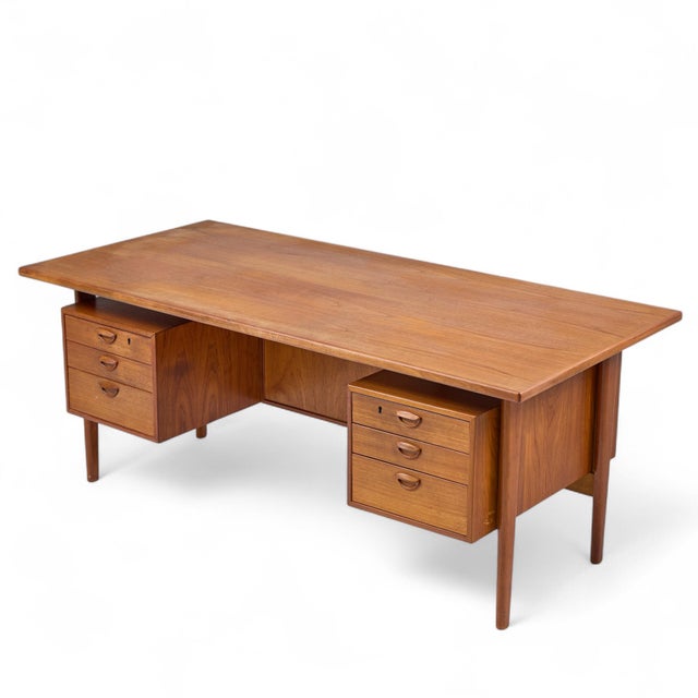 Brown Kai Kristiansen for Feldballes Møbelfabrik Fm60 Mid Century Danish Teak Desk For Sale - Image 8 of 8