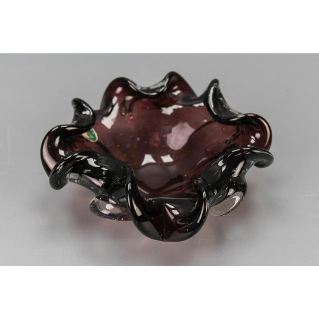 Mid-Century Dark Purple Murano Bubble Glass Bowl, Italy, 1960s For Sale - Image 16 of 17
